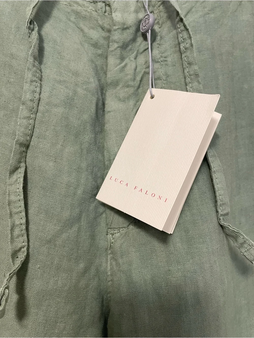 New With Tags Luca Faloni Men's Sage Green Linen Pants